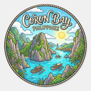 Coron Bay Philippines Classic Round Sticker