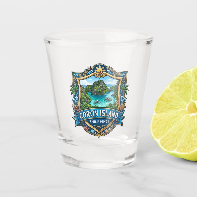 Coron Island Philippines Shot Glass (Front)