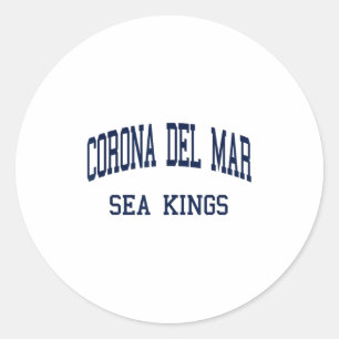 Corona Del Mar High School Hs Costa Mesa Ca Retro Classic Round Sticker