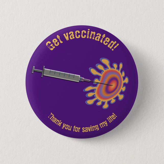 Corona – get vaccinated! 2 inch round button (Front)