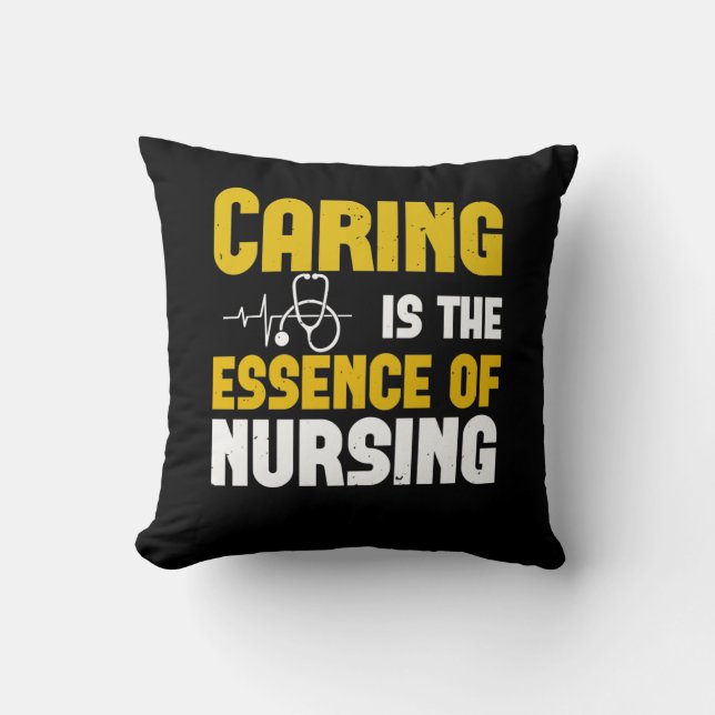 Corona Nurses - Caring Is The Essence Throw Pillow (Front)