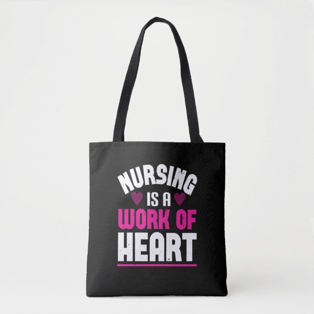 Corona Nurses Nursing Is A Work Of Heart Tote Bag (Front)