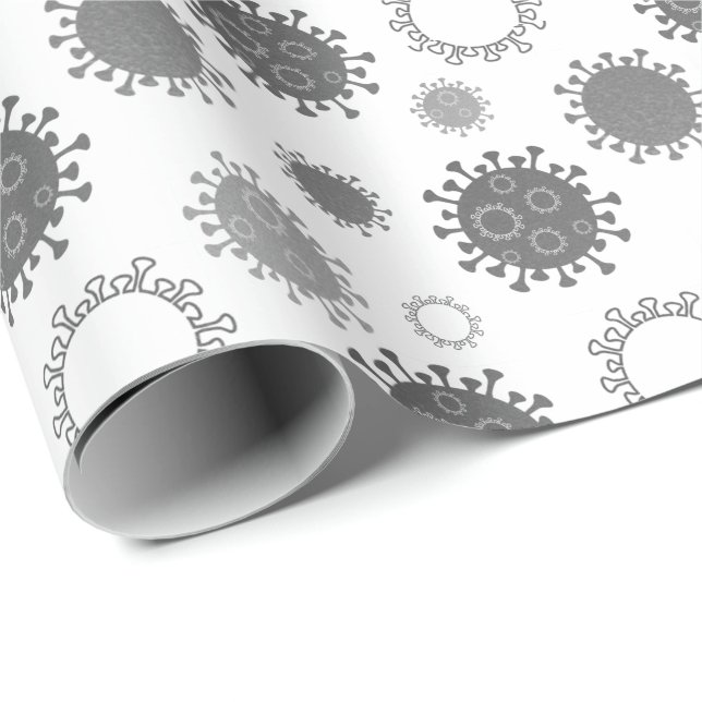 Corona Virus Pattern COVID-19 Silver Grey Wrapping Paper (Roll Corner)