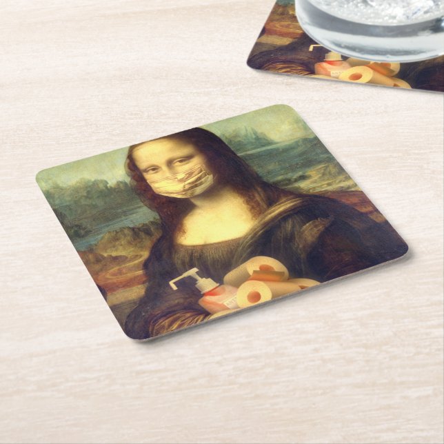 Corona Virus Portrait Square Paper Coaster (Angled)