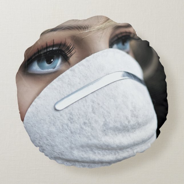 Corona Virus Protective Mask Round Pillow (Back)