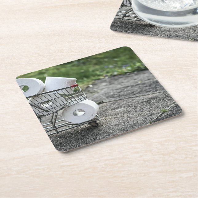 Corona Virus Protective Mask Square Paper Coaster (Angled)