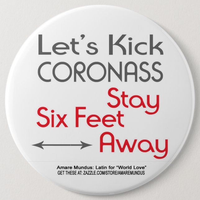 Corona virus social distancing sign poster button (Front)