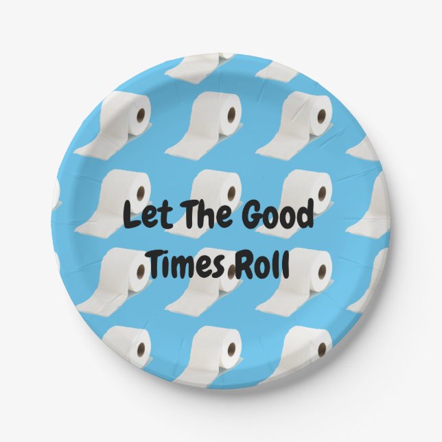 Corona Virus Toilet Roll Blue Paper Plate (Front)