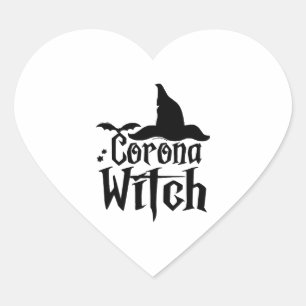 Corona Witch Halloween , Funny Halloween , Heart Sticker