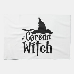 Corona Witch Halloween , Funny Halloween , Kitchen Towel