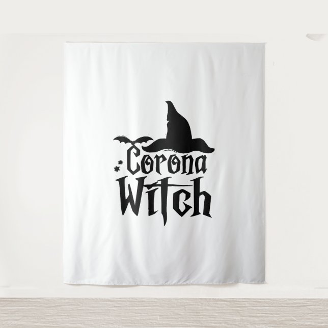 Corona Witch Halloween , Funny Halloween , Tapestry (Front)