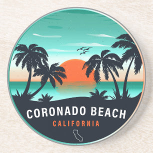 Coronado Beach California Retro Sunset Souvenirs Coaster