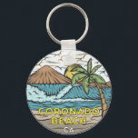 Coronado Beach California Vintage Keychain<br><div class="desc">Coronado Beach hand drawn illustration with mountains and ocean waves in the background. Perfect for anyone who loves to visit Coronado  Beach.</div>