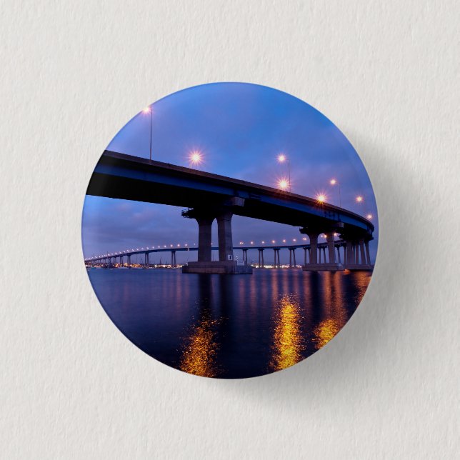Coronado Bridge at Dusk 1 Inch Round Button (Front)