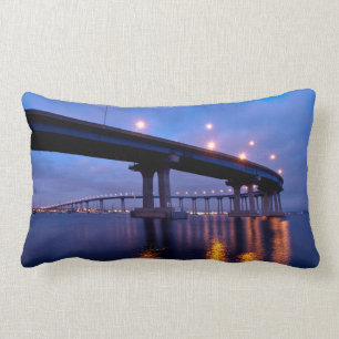 Coronado Bridge at Dusk Lumbar Pillow