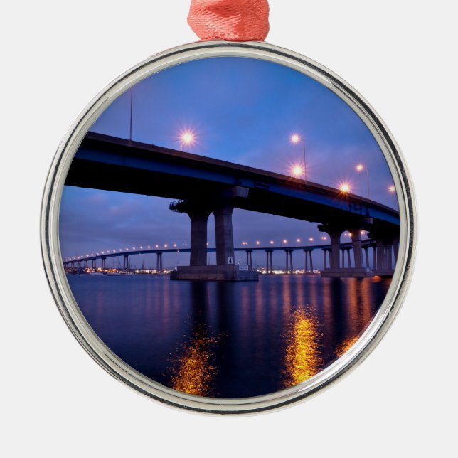 Coronado Bridge at Dusk Metal Ornament (Front)