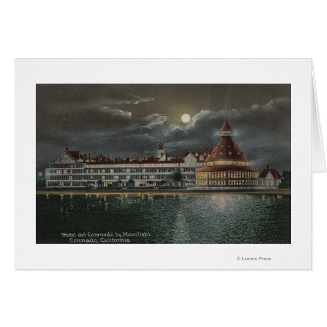 Coronado, CA - Moonlit View of Hotel del Coronad (Front Horizontal)