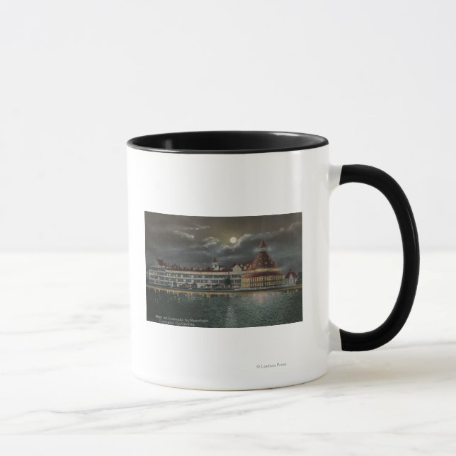 Coronado, CA - Moonlit View of Hotel del Coronad Mug (Right)