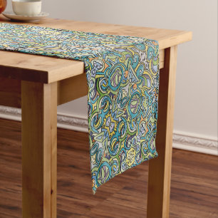Coronado-Colorful Abstract Watercolor Pattern Short Table Runner