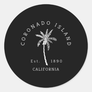 Coronado Island California Palm Tree Novelty Classic Round Sticker