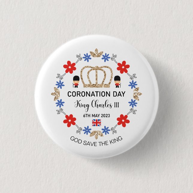 Coronation day 2023 King Charles III Personalized 1 Inch Round Button (Front)