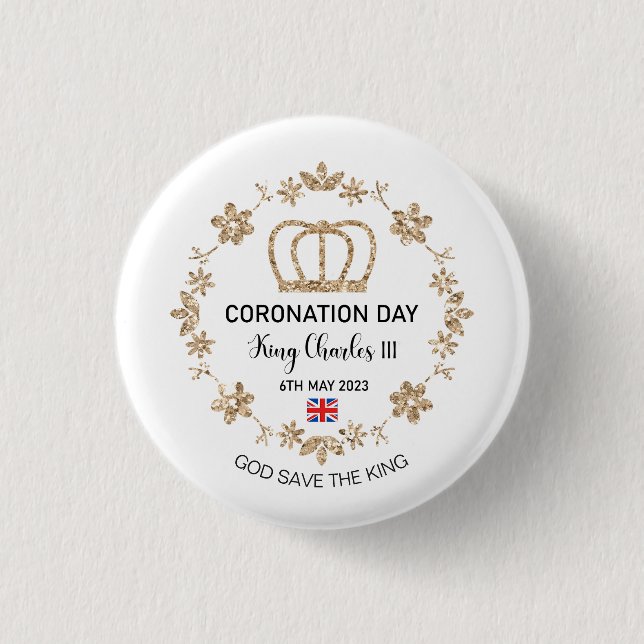 Coronation day 2023 King Charles III Personalized  1 Inch Round Button (Front)