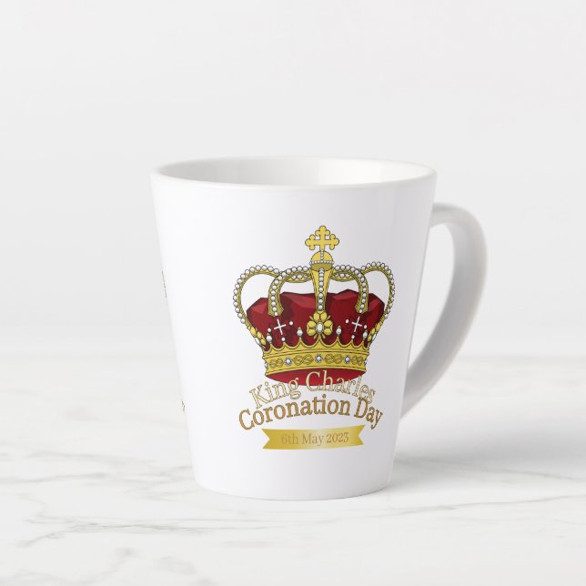Coronation Day Crown Latte Mug (Right Angle)