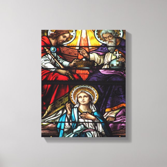 Coronation of Blessed Virgin Mary Stained Glass Canvas Print (Front)