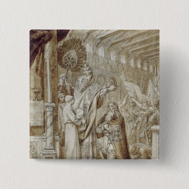 Coronation of Charlemagne 2 Inch Square Button (Front)