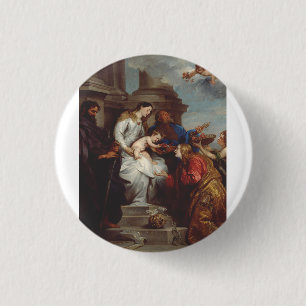 Coronation of SaiCornt Rosalia by Anthony van Dyck 1 Inch Round Button