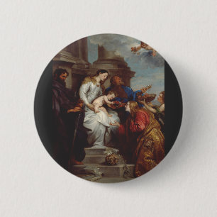 Coronation of Saint Rosalia by Anthony van Dyck 2 Inch Round Button