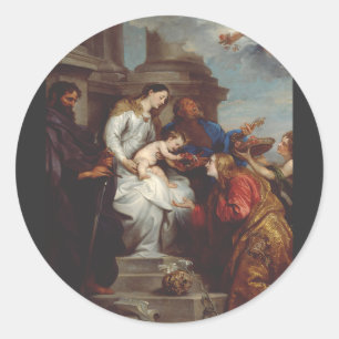 Coronation of Saint Rosalia by Anthony van Dyck Classic Round Sticker