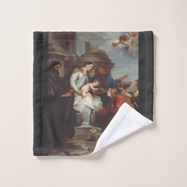Coronation of Saint Rosalia by Anthony van Dyck Wash Cloth (Wash Cloth)