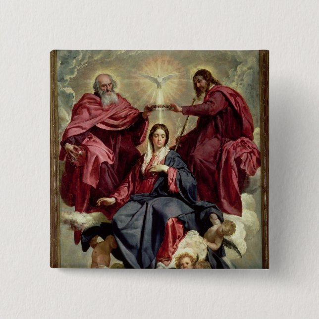 Coronation of the Virgin, c.1641-42 2 Inch Square Button (Front)