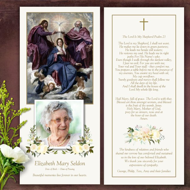 Coronation religieuse Marie Carte de remerciements (Catholic, Religious, Celebration of Life, In Loving Memory of, Forever in our hearts, funeral cards)
