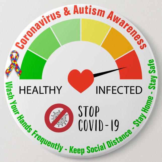 Coronavirus & Autism Awareness Round Button (Front)