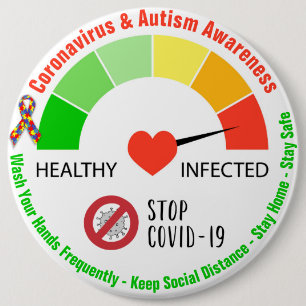 Coronavirus & Autism Awareness Round Button