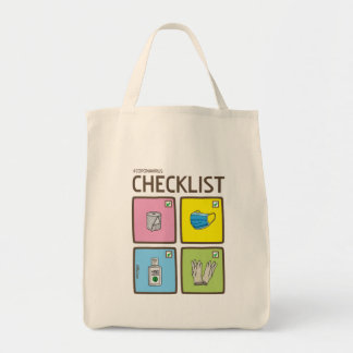 Coronavirus checklist drawing grocery tote bag