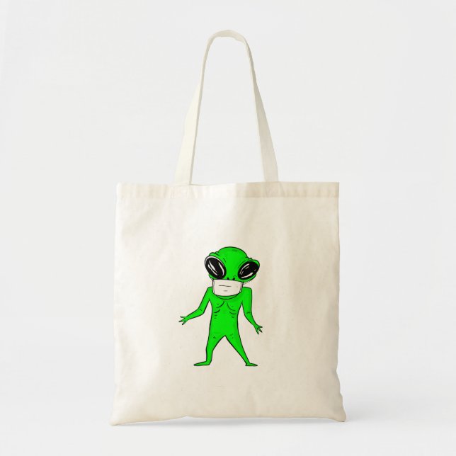 coronavirus halloween face mask alien tote bag (Front)