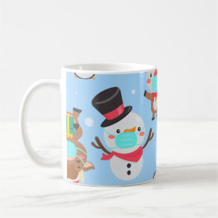 coronavirus snowman reindeer coffee mug