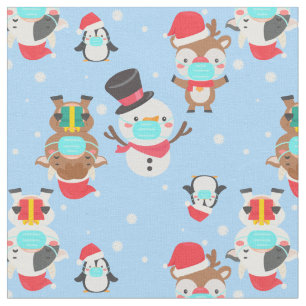 coronavirus snowman reindeer fabric