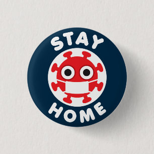 Coronavirus Stay Home 1 Inch Round Button