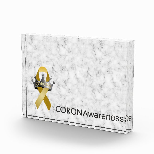 CORONAwareness Marbled Grey Customizable Lucite Photo Block (Right)