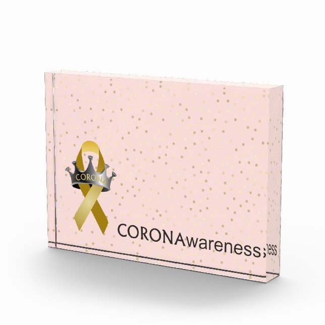 CORONAwareness Pink Confetti Customizable Lucite Photo Block (Right)