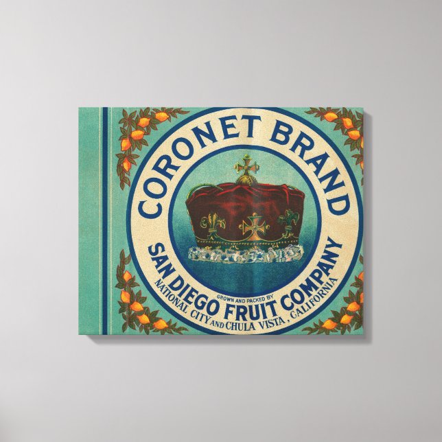 Coronet Lemon LabelChula Vista, CA Canvas Print (Front)