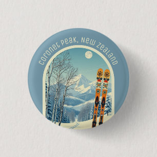 Coronet Peak New Zealand ski resort souvenir  1 Inch Round Button