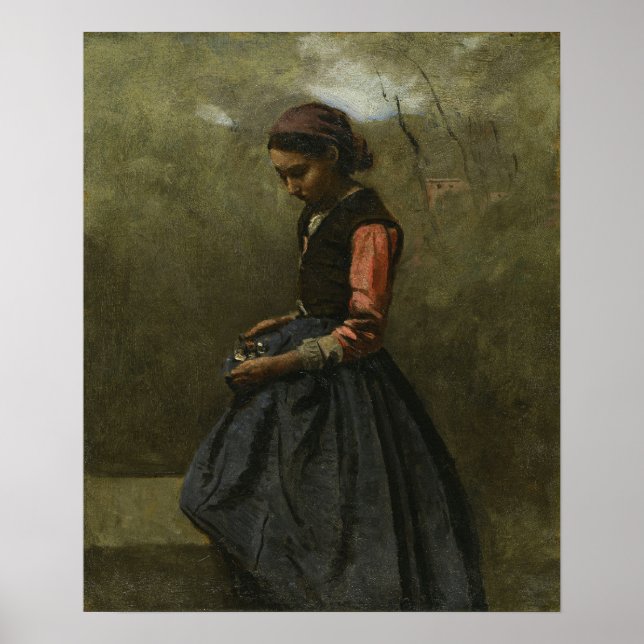 Corot - A Pensive Young Girl Poster (Front)