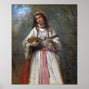 Corot - Gypsy With Mandolin Poster