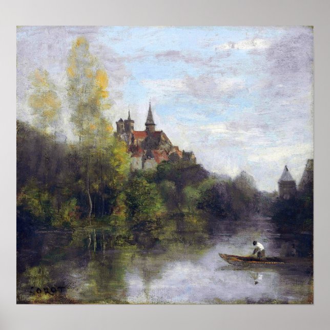 Corot - Semur, Cathedral Seen From Armançon Poster (Front)