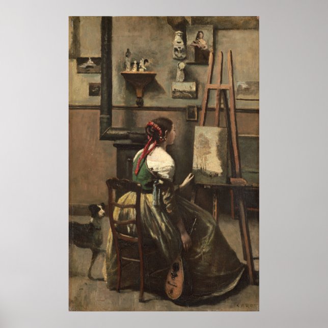 Corot's Studio - Jean-Baptiste- Corot Fine Art Poster (Front)